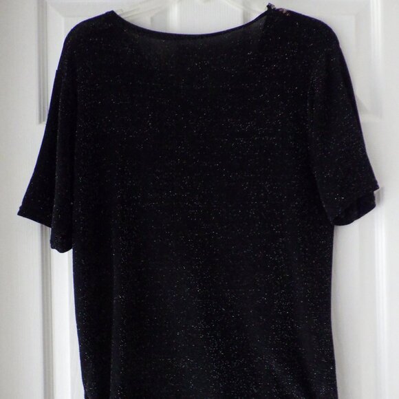 Unbranded Womens Top Short Sleeve Florial Glitter Festive Feminine Black Rust - Picture 3 of 6